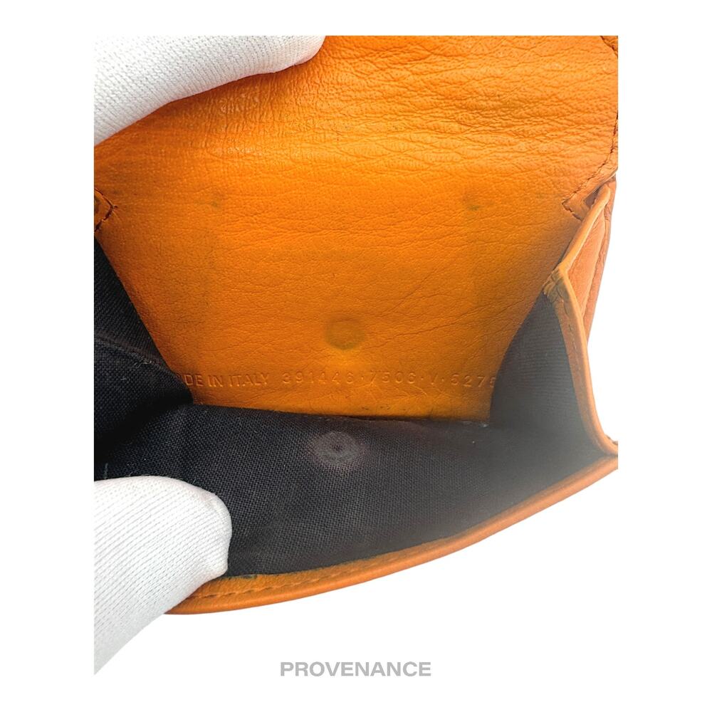 🔴 Balenciaga Logo Print Trifold Wallet - Orange Leather - Picture 8 of 8